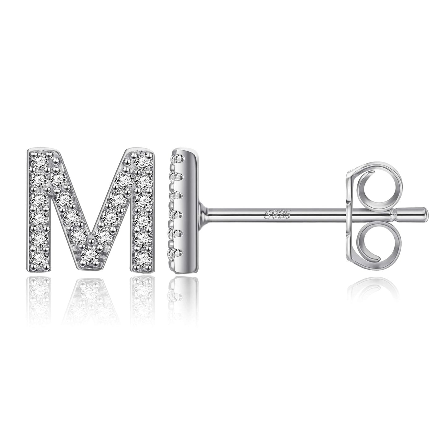 Boucles d’Oreilles en Argent Sterling 925 avec Zircons – Élégance Personnalisée avec Lettres – Bijoux Tendance pour Femmes