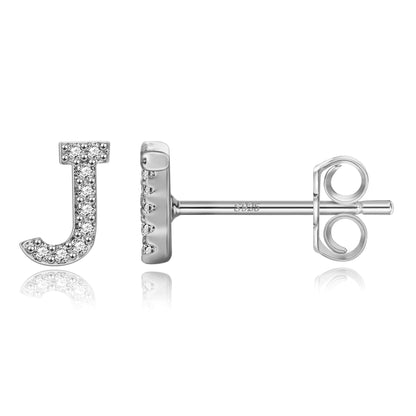 Boucles d’Oreilles en Argent Sterling 925 avec Zircons – Élégance Personnalisée avec Lettres – Bijoux Tendance pour Femmes