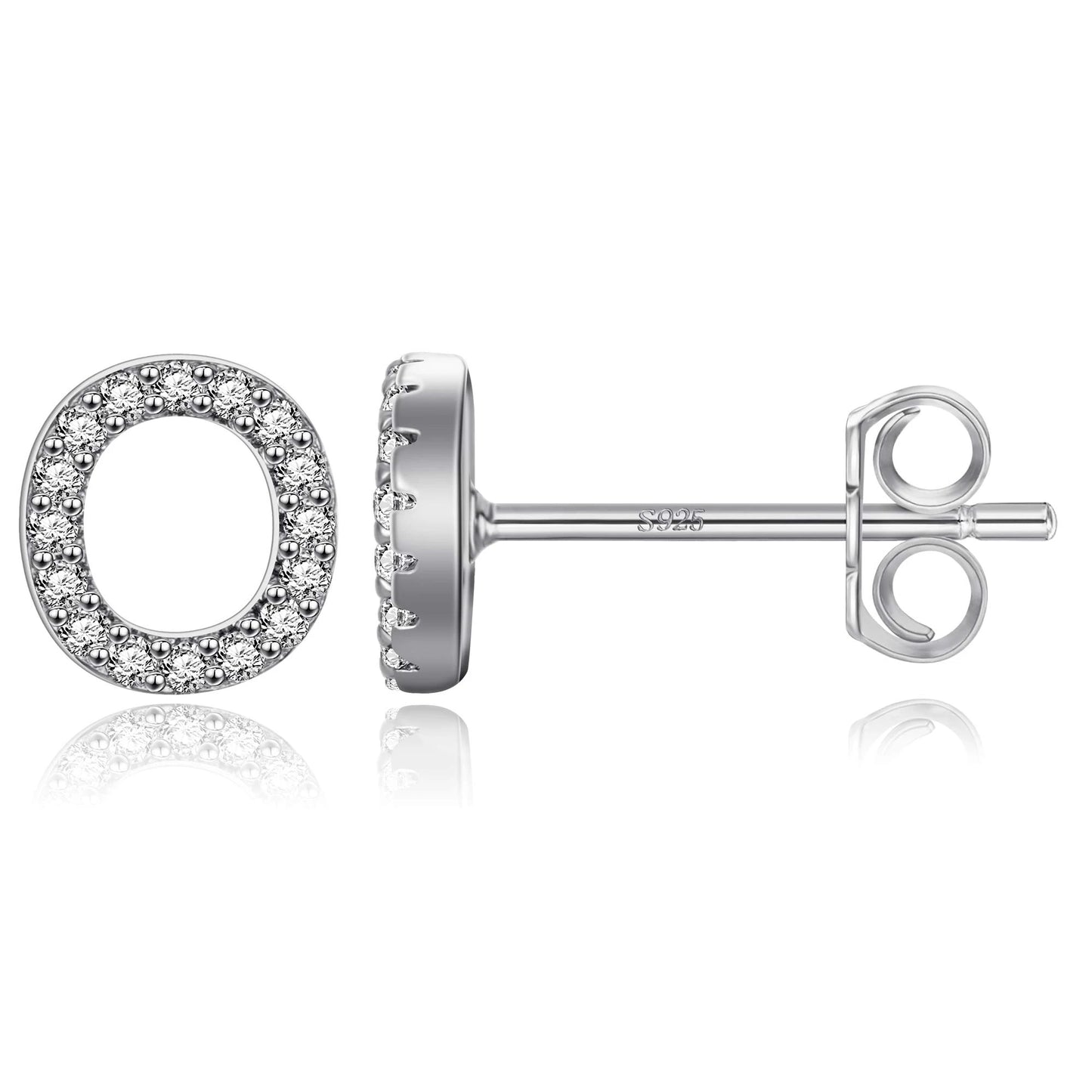 Boucles d’Oreilles en Argent Sterling 925 avec Zircons – Élégance Personnalisée avec Lettres – Bijoux Tendance pour Femmes