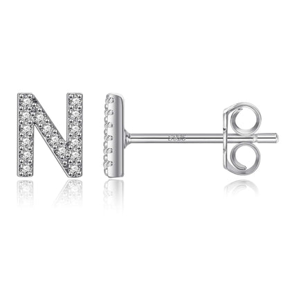 Boucles d’Oreilles en Argent Sterling 925 avec Zircons – Élégance Personnalisée avec Lettres – Bijoux Tendance pour Femmes