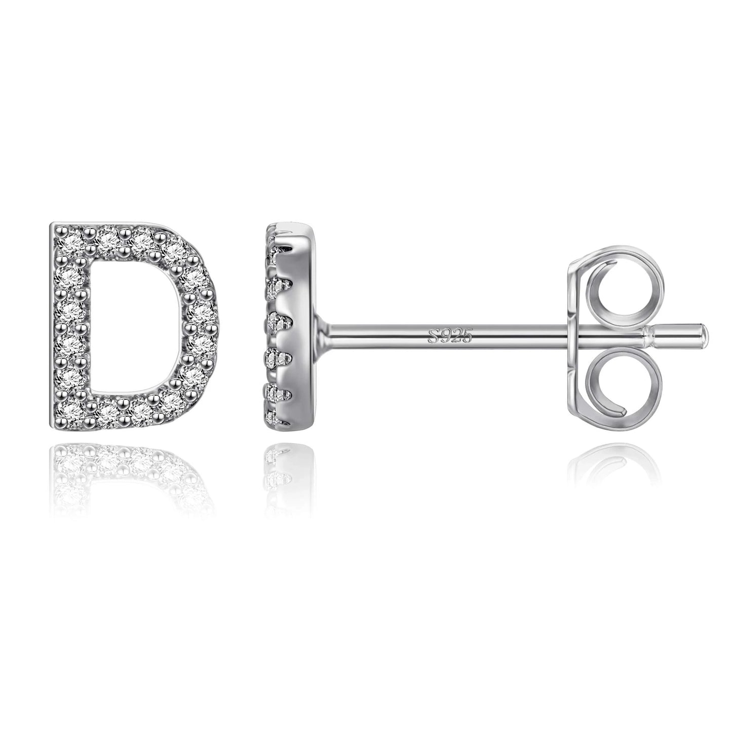 Boucles d’Oreilles en Argent Sterling 925 avec Zircons – Élégance Personnalisée avec Lettres – Bijoux Tendance pour Femmes