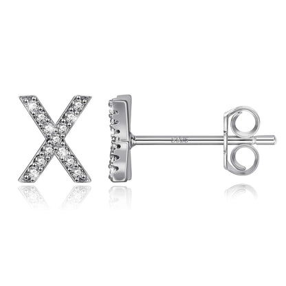 Boucles d’Oreilles en Argent Sterling 925 avec Zircons – Élégance Personnalisée avec Lettres – Bijoux Tendance pour Femmes