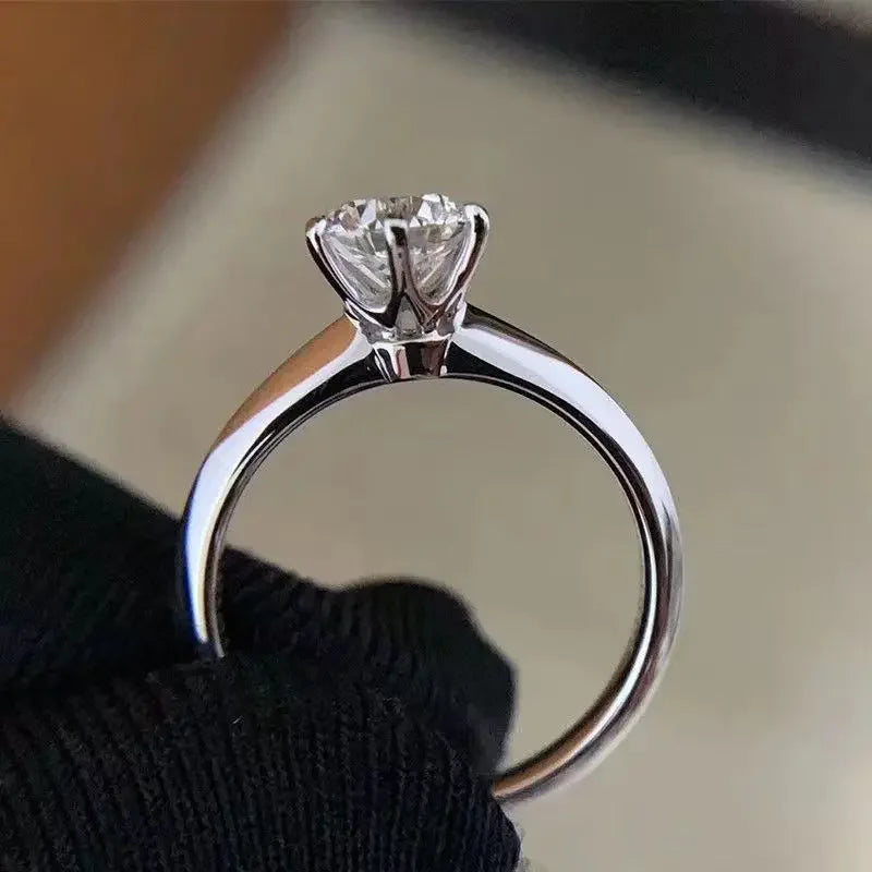 Élégante Bague de Fiançailles en Argent Sterling 925 avec Moissanite 1ct pour Femme