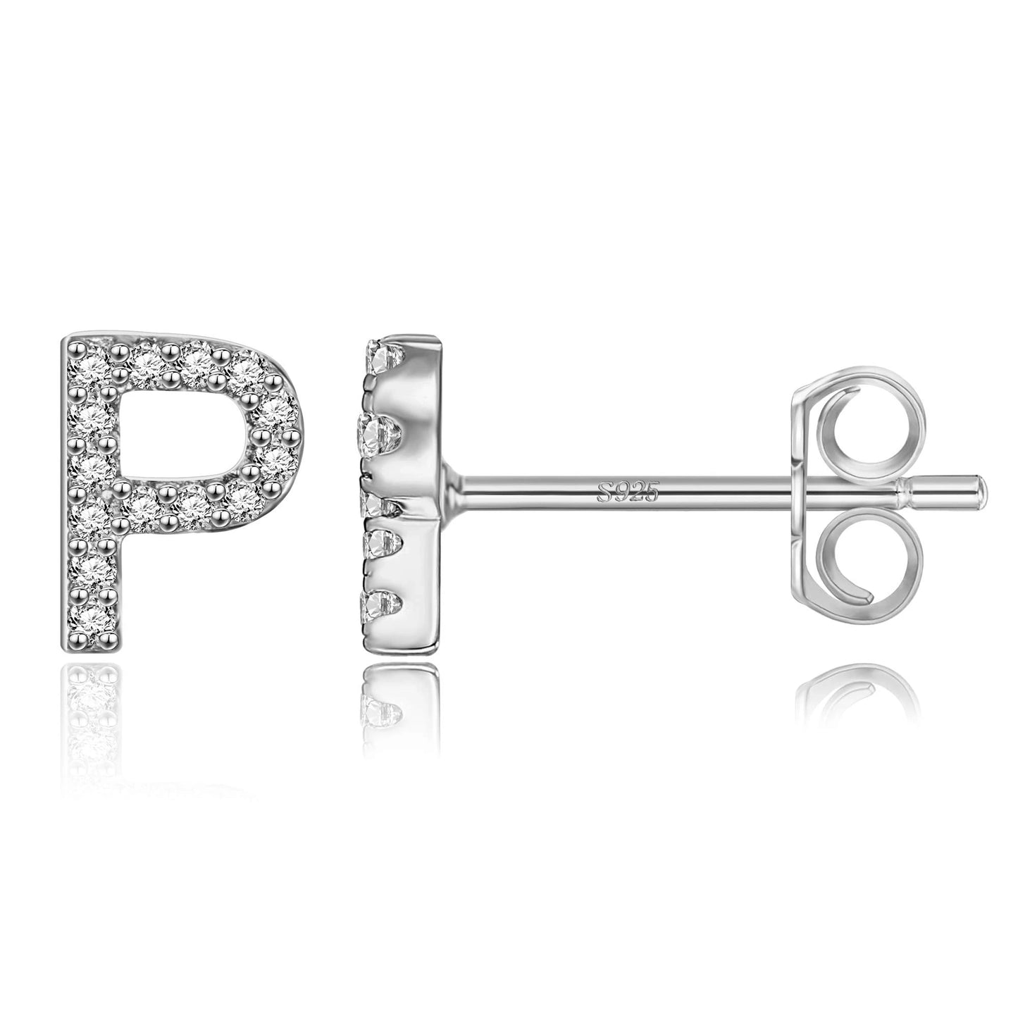 Boucles d’Oreilles en Argent Sterling 925 avec Zircons – Élégance Personnalisée avec Lettres – Bijoux Tendance pour Femmes