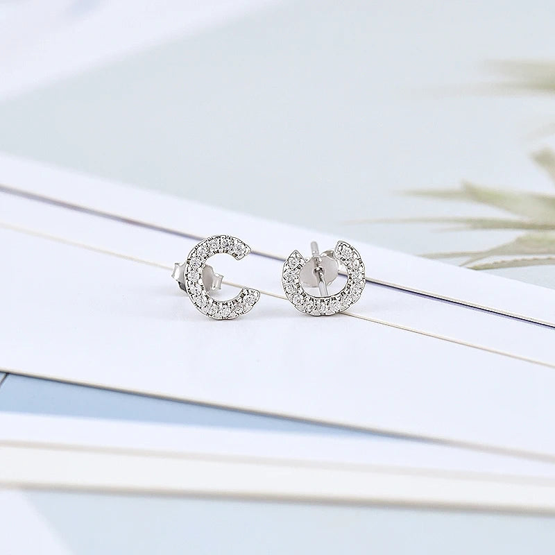 Boucles d’Oreilles en Argent Sterling 925 avec Zircons – Élégance Personnalisée avec Lettres – Bijoux Tendance pour Femmes