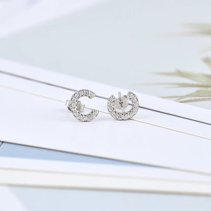 Boucles d’Oreilles en Argent Sterling 925 avec Zircons – Élégance Personnalisée avec Lettres – Bijoux Tendance pour Femmes