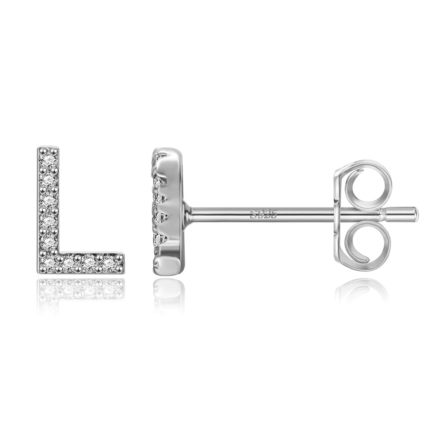 Boucles d’Oreilles en Argent Sterling 925 avec Zircons – Élégance Personnalisée avec Lettres – Bijoux Tendance pour Femmes