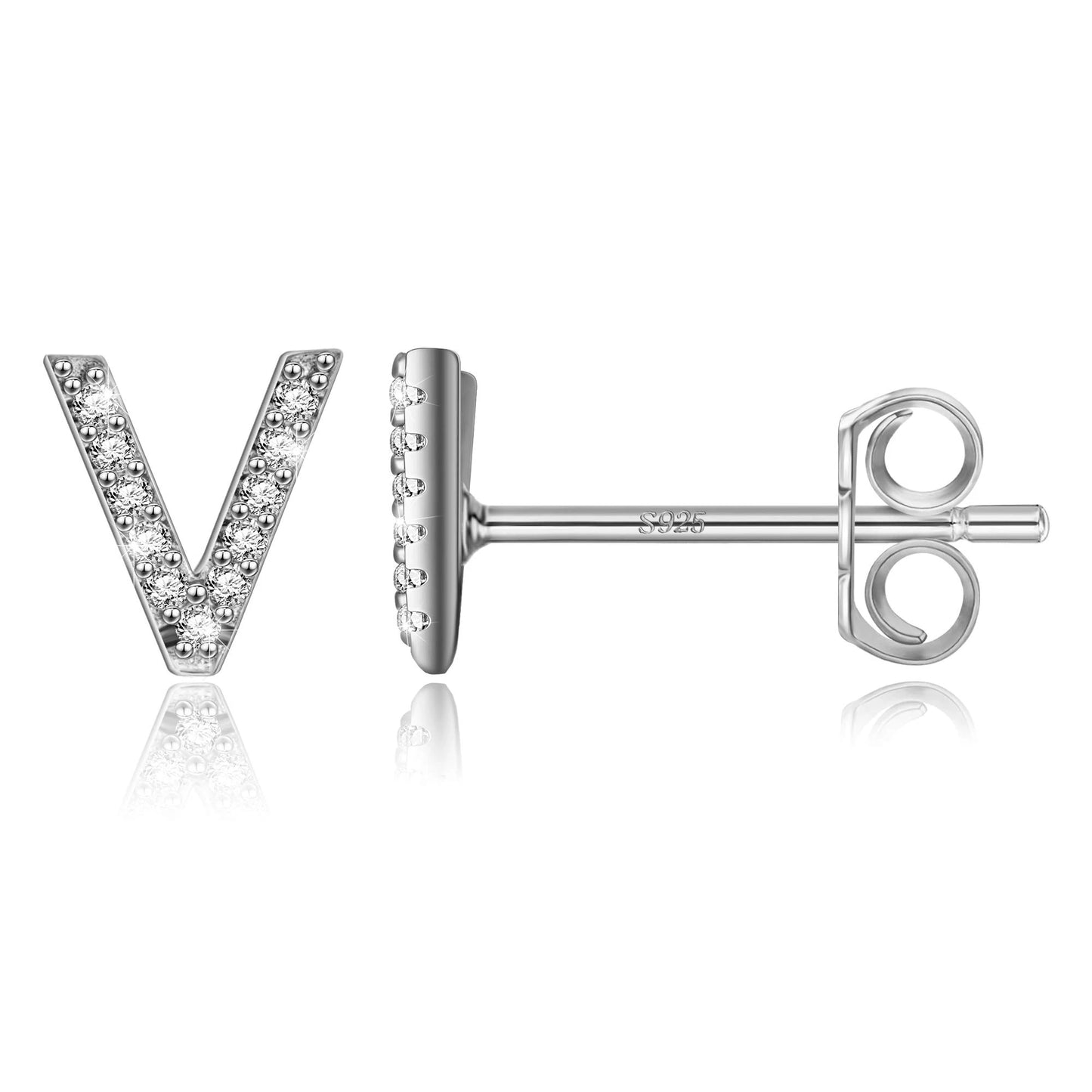 Boucles d’Oreilles en Argent Sterling 925 avec Zircons – Élégance Personnalisée avec Lettres – Bijoux Tendance pour Femmes