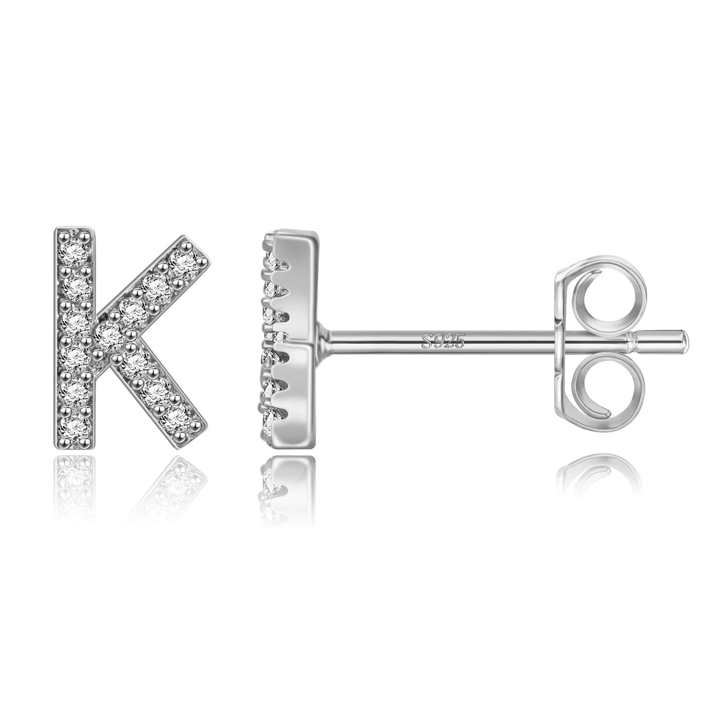 Boucles d’Oreilles en Argent Sterling 925 avec Zircons – Élégance Personnalisée avec Lettres – Bijoux Tendance pour Femmes