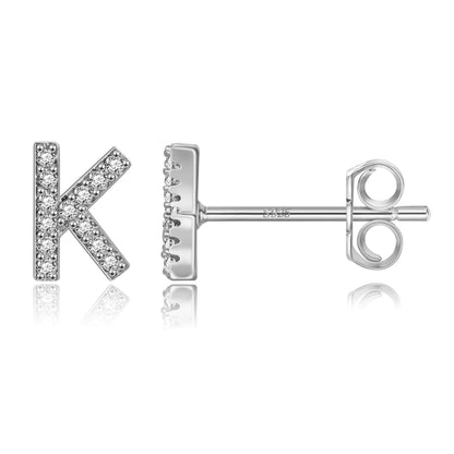 Boucles d’Oreilles en Argent Sterling 925 avec Zircons – Élégance Personnalisée avec Lettres – Bijoux Tendance pour Femmes