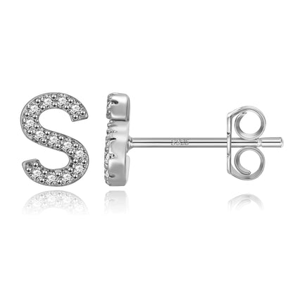 Boucles d’Oreilles en Argent Sterling 925 avec Zircons – Élégance Personnalisée avec Lettres – Bijoux Tendance pour Femmes