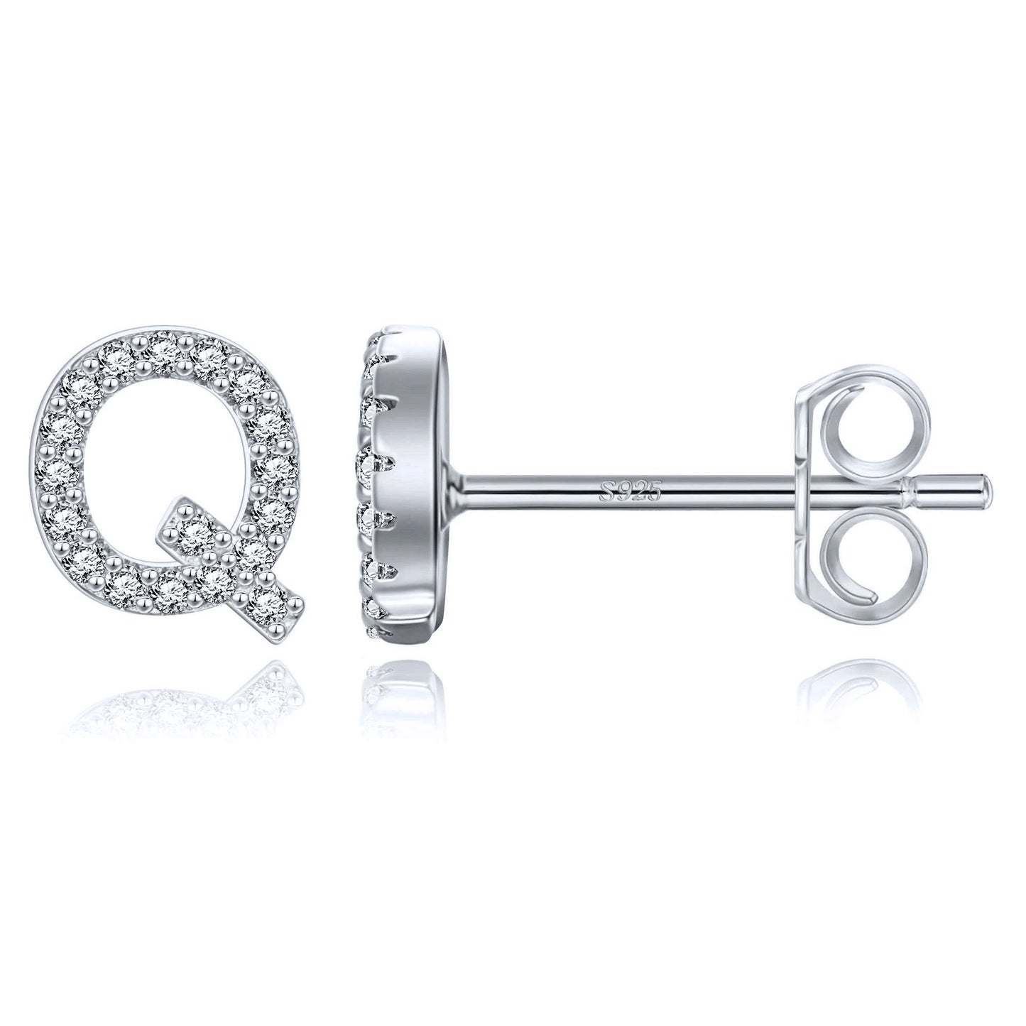 Boucles d’Oreilles en Argent Sterling 925 avec Zircons – Élégance Personnalisée avec Lettres – Bijoux Tendance pour Femmes