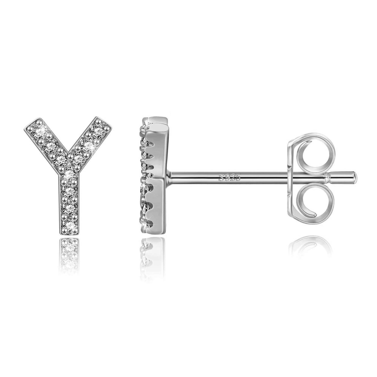 Boucles d’Oreilles en Argent Sterling 925 avec Zircons – Élégance Personnalisée avec Lettres – Bijoux Tendance pour Femmes