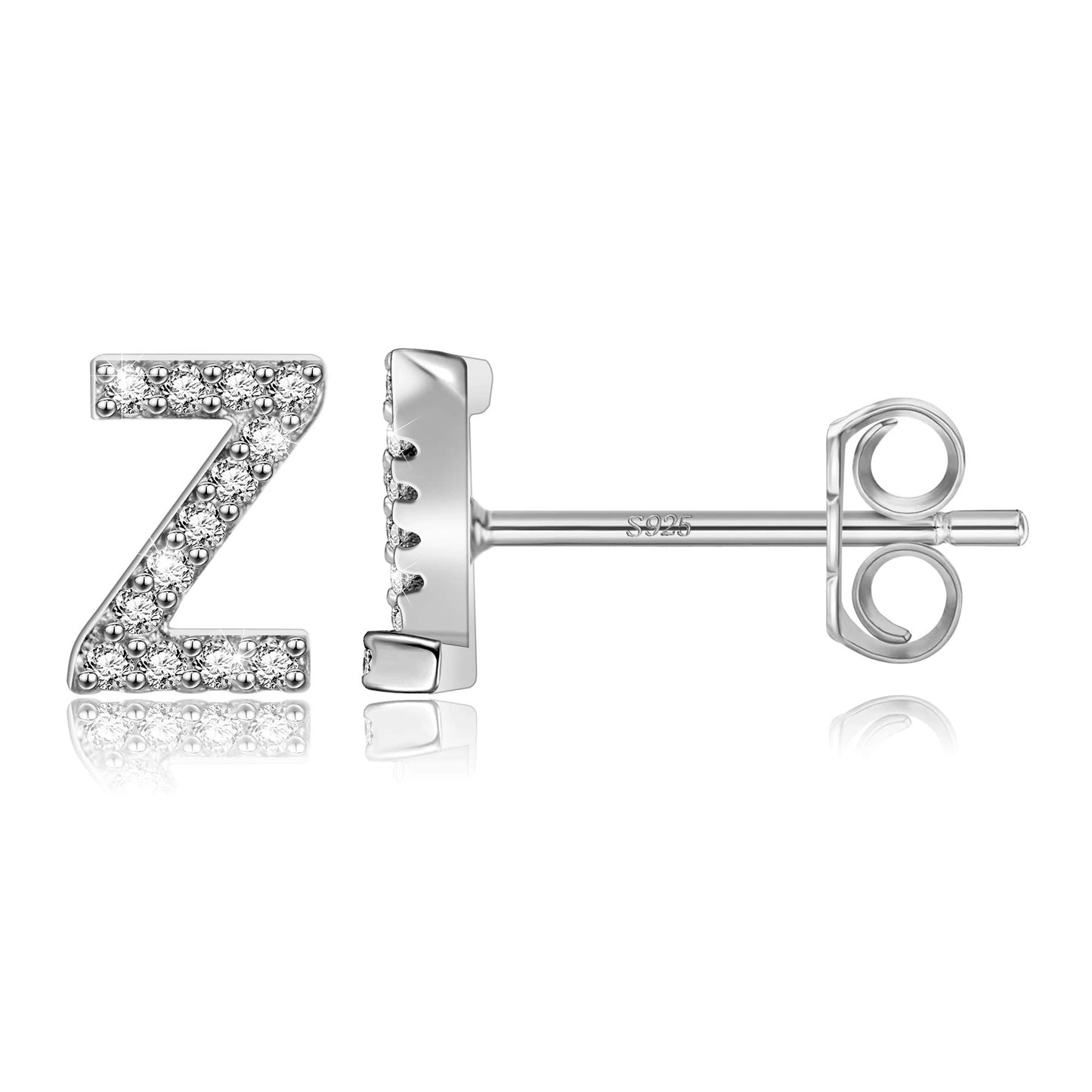 Boucles d’Oreilles en Argent Sterling 925 avec Zircons – Élégance Personnalisée avec Lettres – Bijoux Tendance pour Femmes