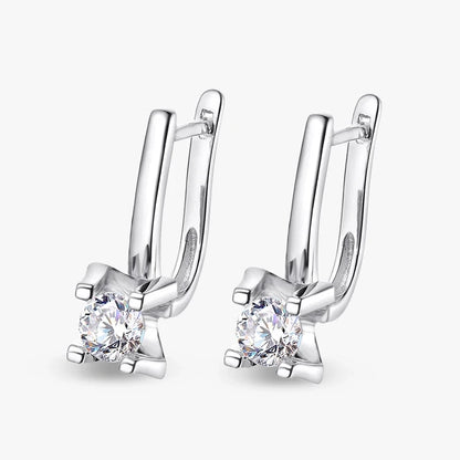 Boucles d'oreilles pendantes en moissanite 5mm - Argent 925 et or 18K