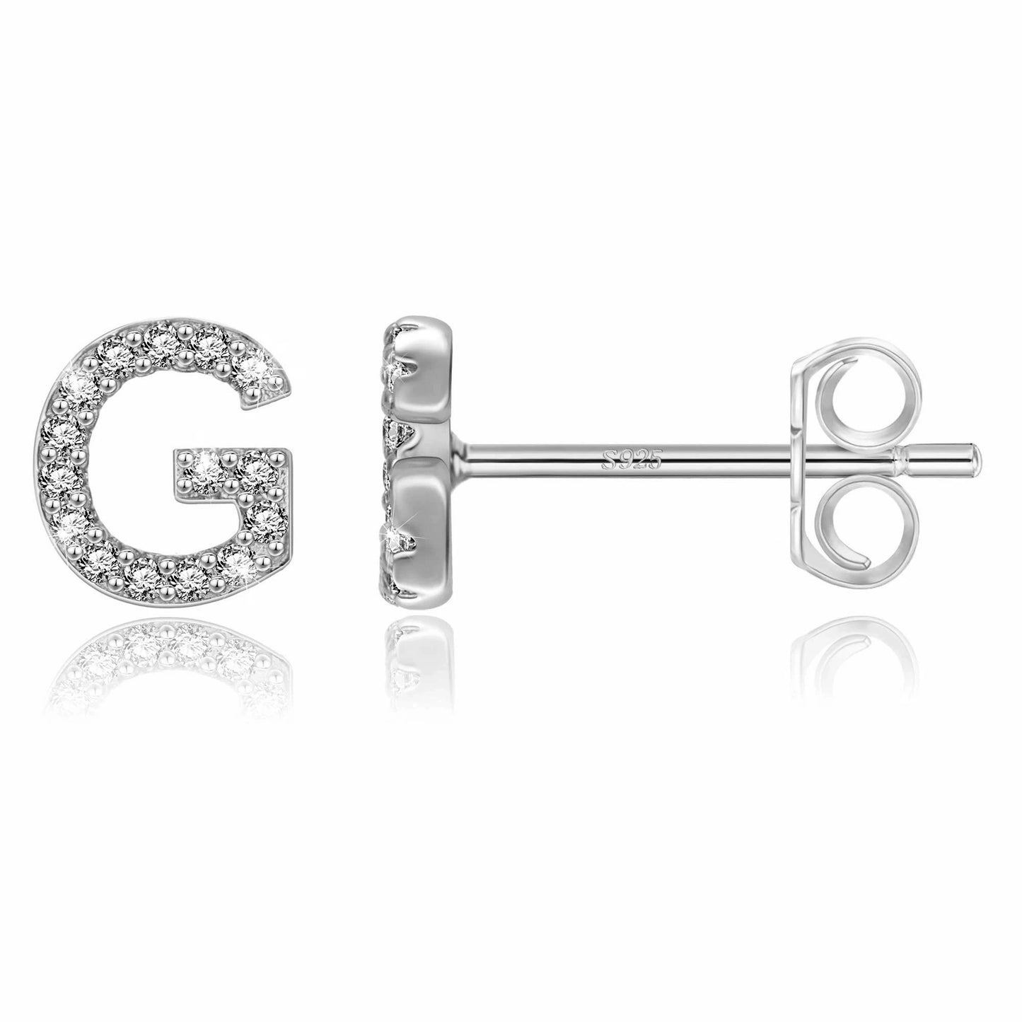 Boucles d’Oreilles en Argent Sterling 925 avec Zircons – Élégance Personnalisée avec Lettres – Bijoux Tendance pour Femmes