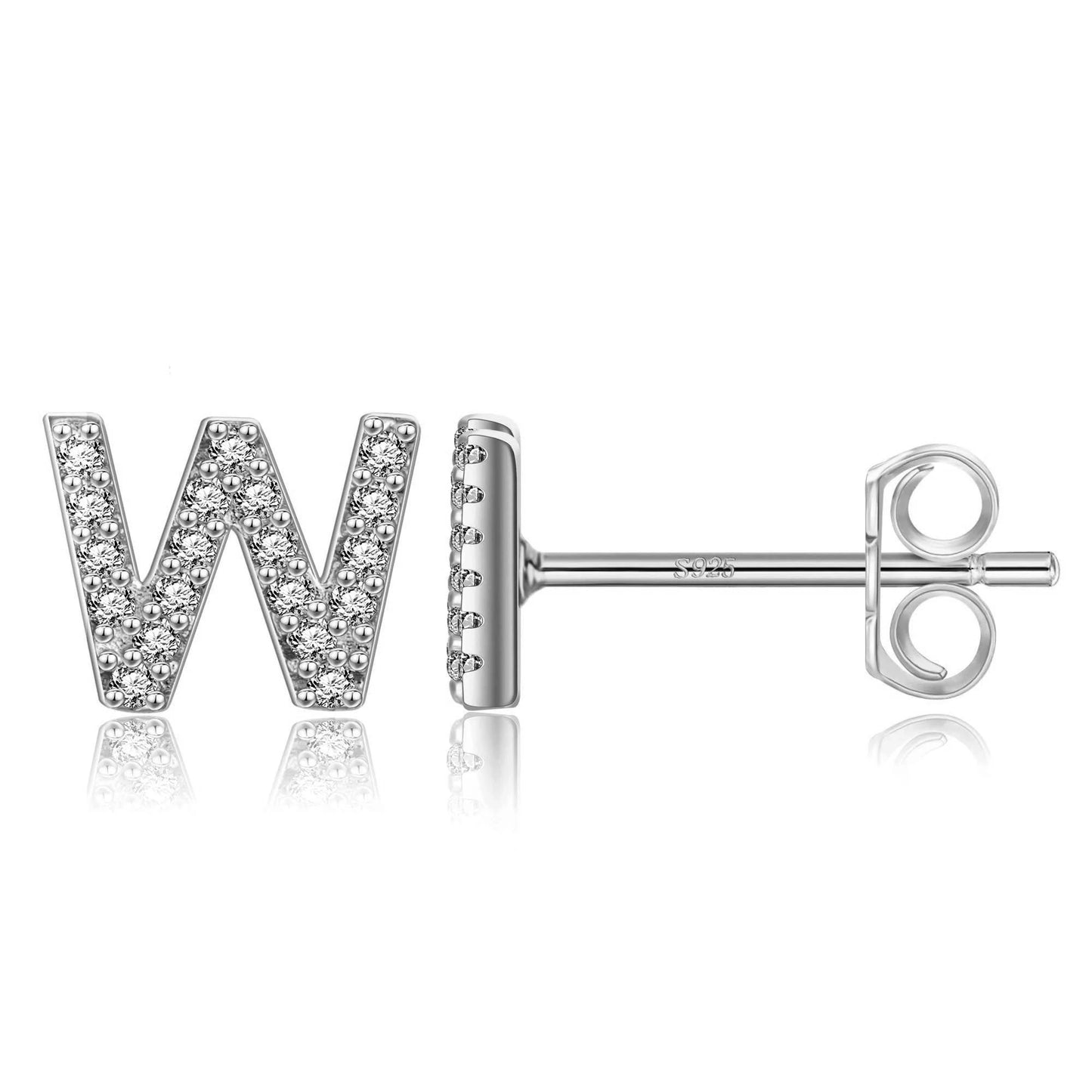 Boucles d’Oreilles en Argent Sterling 925 avec Zircons – Élégance Personnalisée avec Lettres – Bijoux Tendance pour Femmes