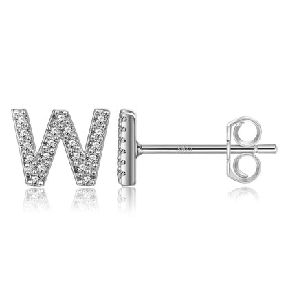 Boucles d’Oreilles en Argent Sterling 925 avec Zircons – Élégance Personnalisée avec Lettres – Bijoux Tendance pour Femmes