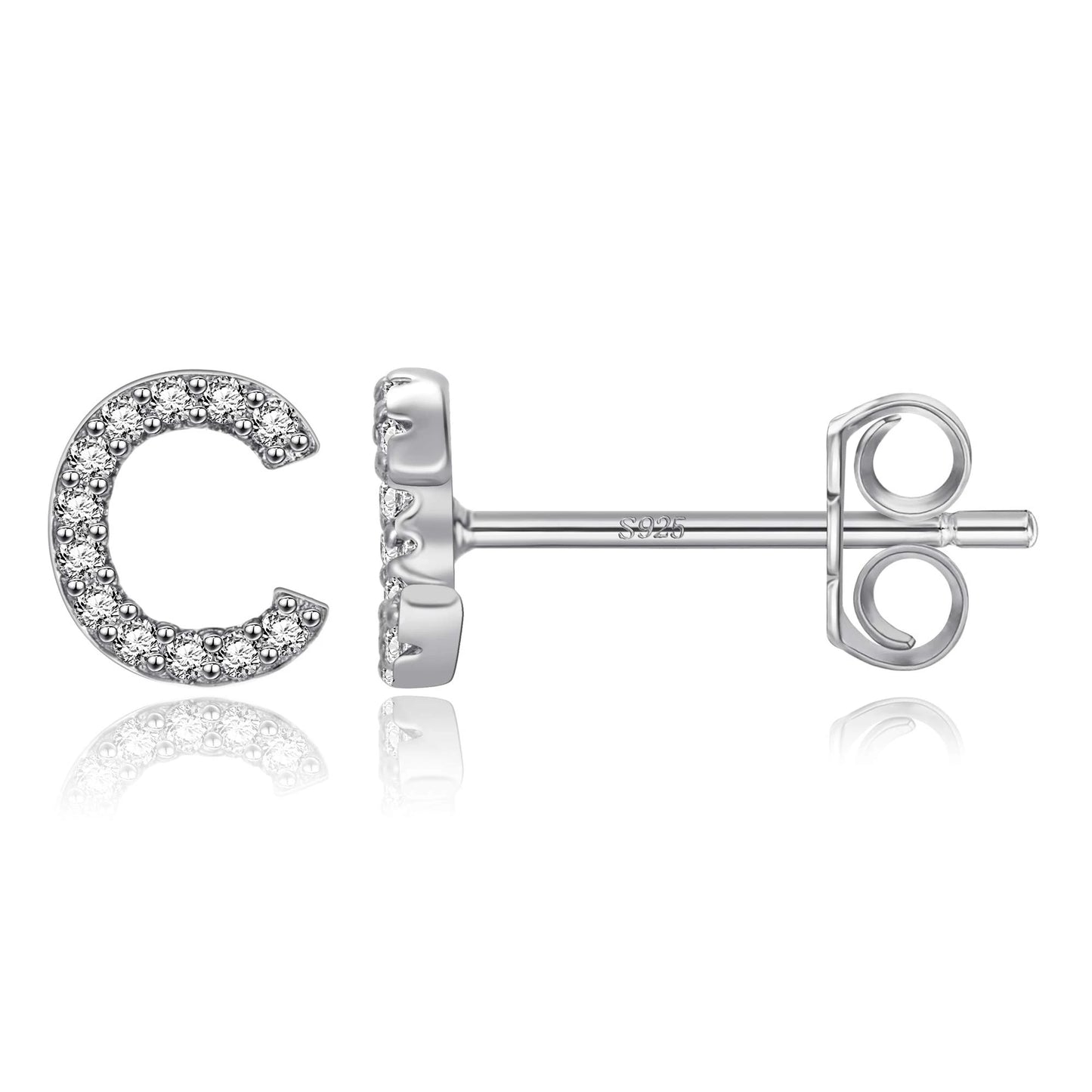 Boucles d’Oreilles en Argent Sterling 925 avec Zircons – Élégance Personnalisée avec Lettres – Bijoux Tendance pour Femmes