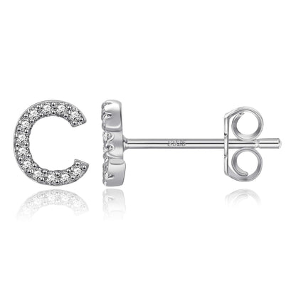 Boucles d’Oreilles en Argent Sterling 925 avec Zircons – Élégance Personnalisée avec Lettres – Bijoux Tendance pour Femmes