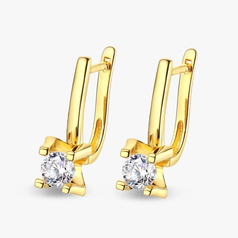 Boucles d'oreilles pendantes en moissanite 5mm - Argent 925 et or 18K