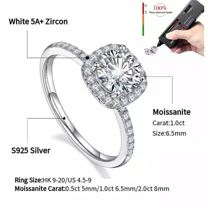 Bague en Argent Sterling 925 avec Moissanite Éclatante pour Femme - Options de 1CT, 2CT, 3CT - Bijoux de Mariage Élégants