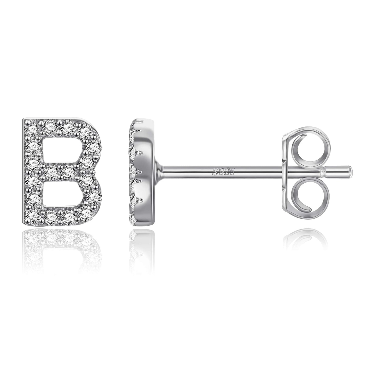 Boucles d’Oreilles en Argent Sterling 925 avec Zircons – Élégance Personnalisée avec Lettres – Bijoux Tendance pour Femmes