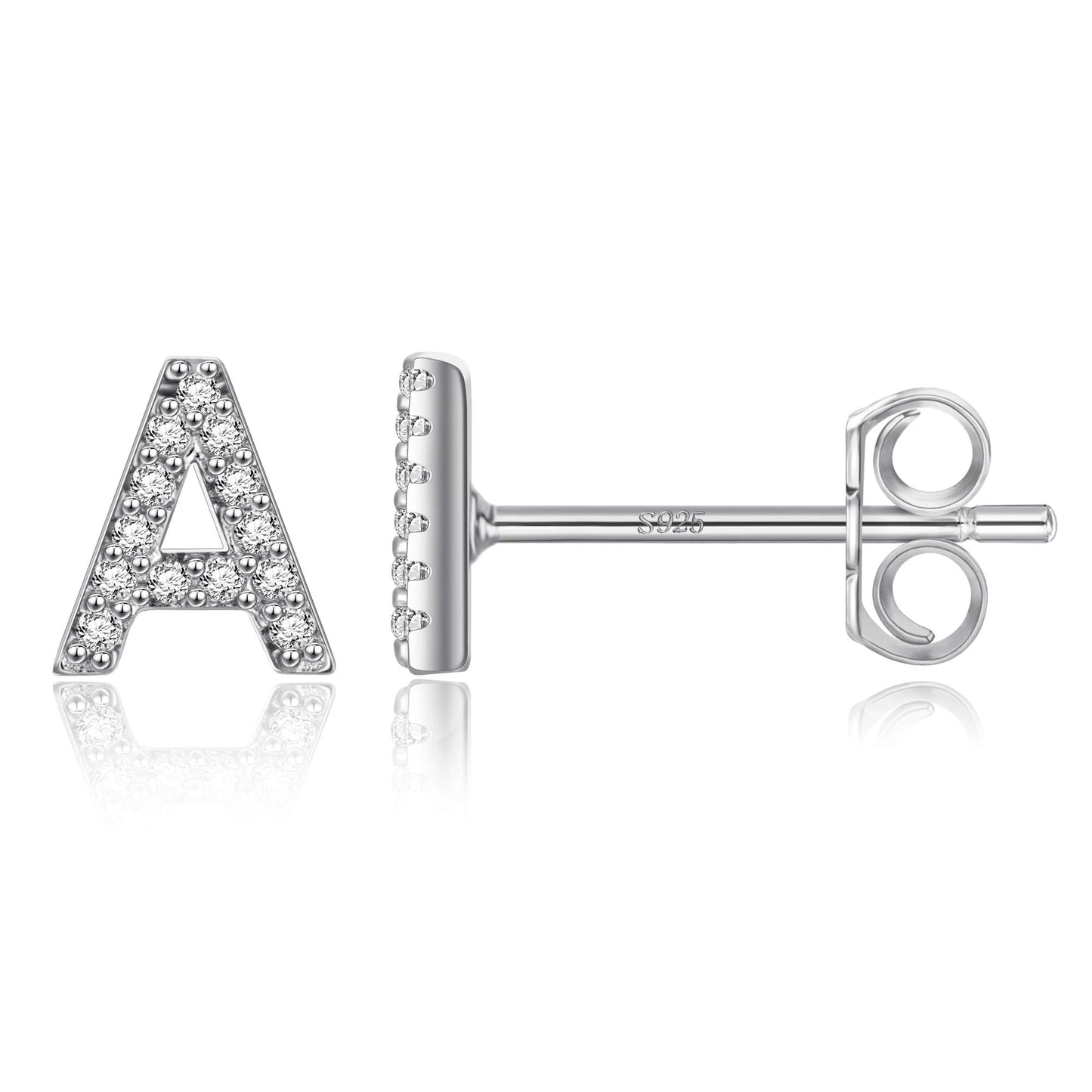 Boucles d’Oreilles en Argent Sterling 925 avec Zircons – Élégance Personnalisée avec Lettres – Bijoux Tendance pour Femmes