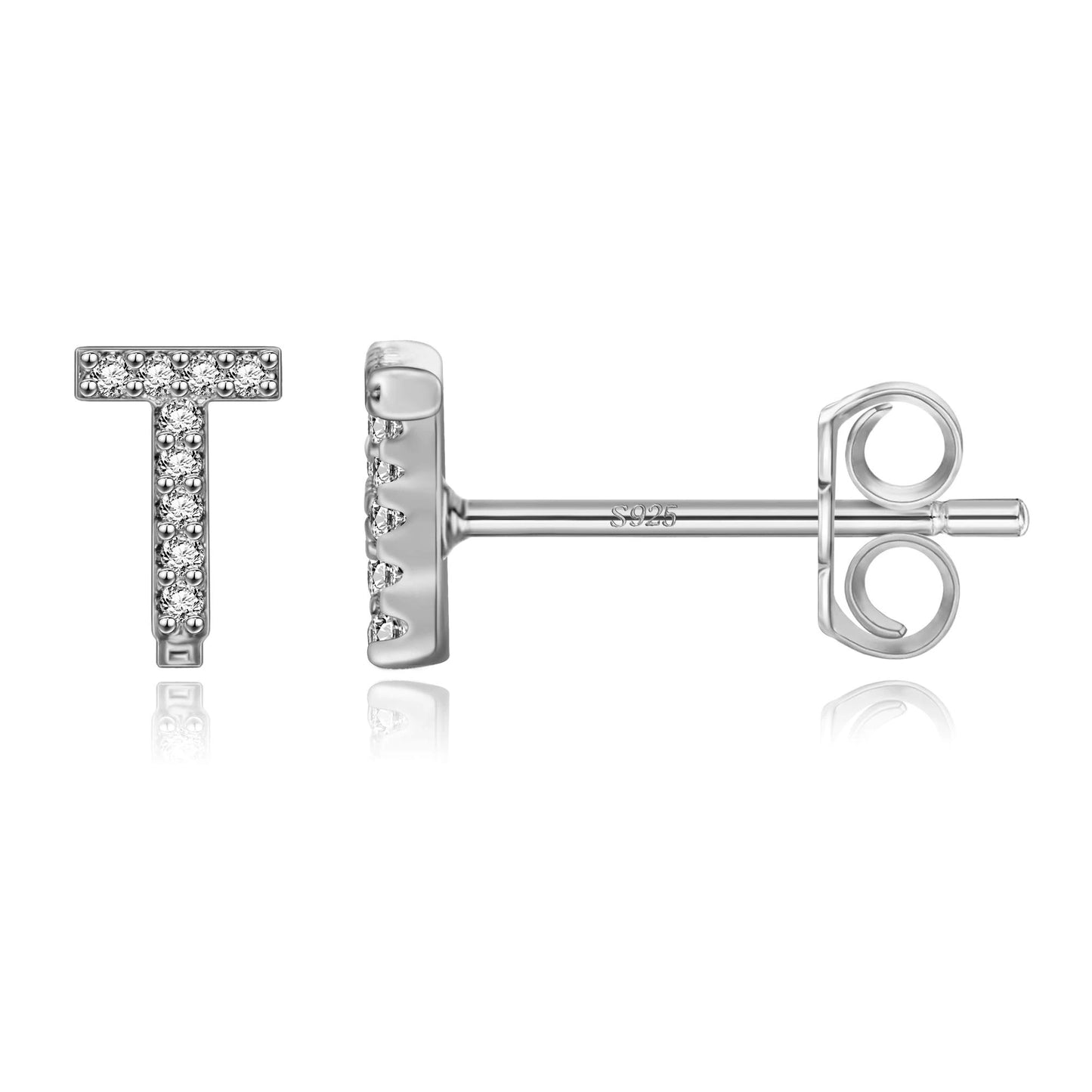 Boucles d’Oreilles en Argent Sterling 925 avec Zircons – Élégance Personnalisée avec Lettres – Bijoux Tendance pour Femmes